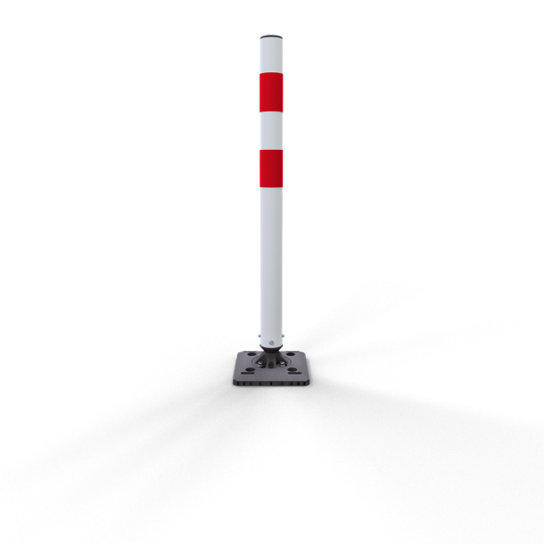 KICKBACK  bollard |  60 mm | with ground plate for plugging | white with red reflecting stripes